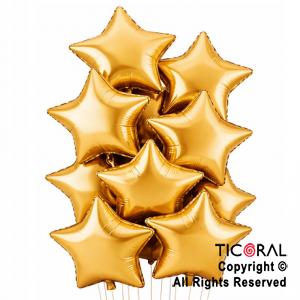 SET DE GLOBOS METALIZADOS ESTRELLA ORO x 10 UNIDADES